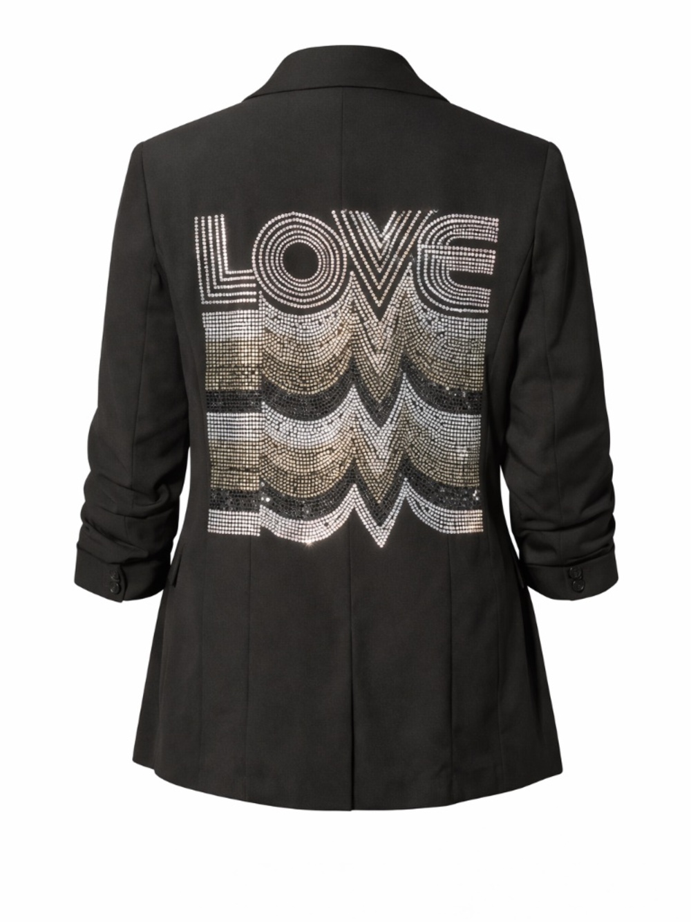 Plus Size Pinstripe Lined Blazer w/ Gunmetal Love Repeater